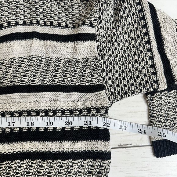 J Jill Women Oversized Sweater Size Small Knit Stripe Linen Blend Black White - Picture 7 of 10